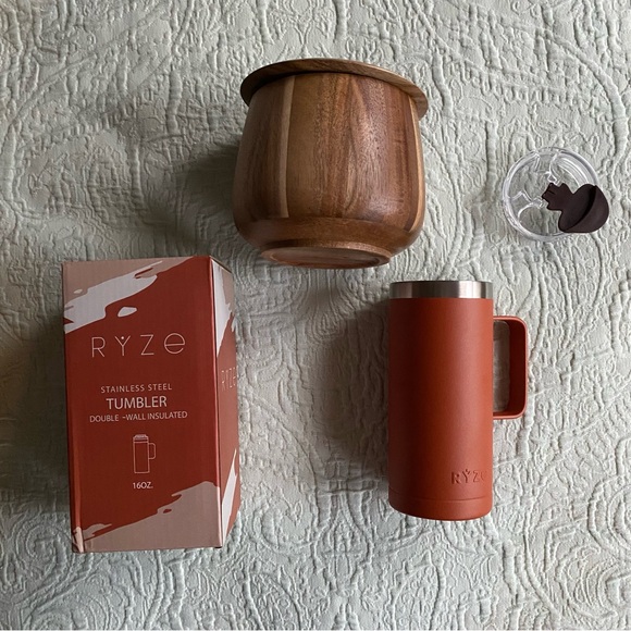 Ryze Other - BUNDLE! NEW Ryze Tumbler 16 oz and Wooden Storage Container Acacia